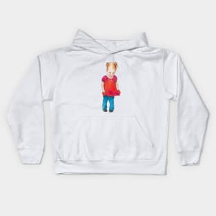 Sweet little shy girl - illustration in pen and watercolor Kids Hoodie